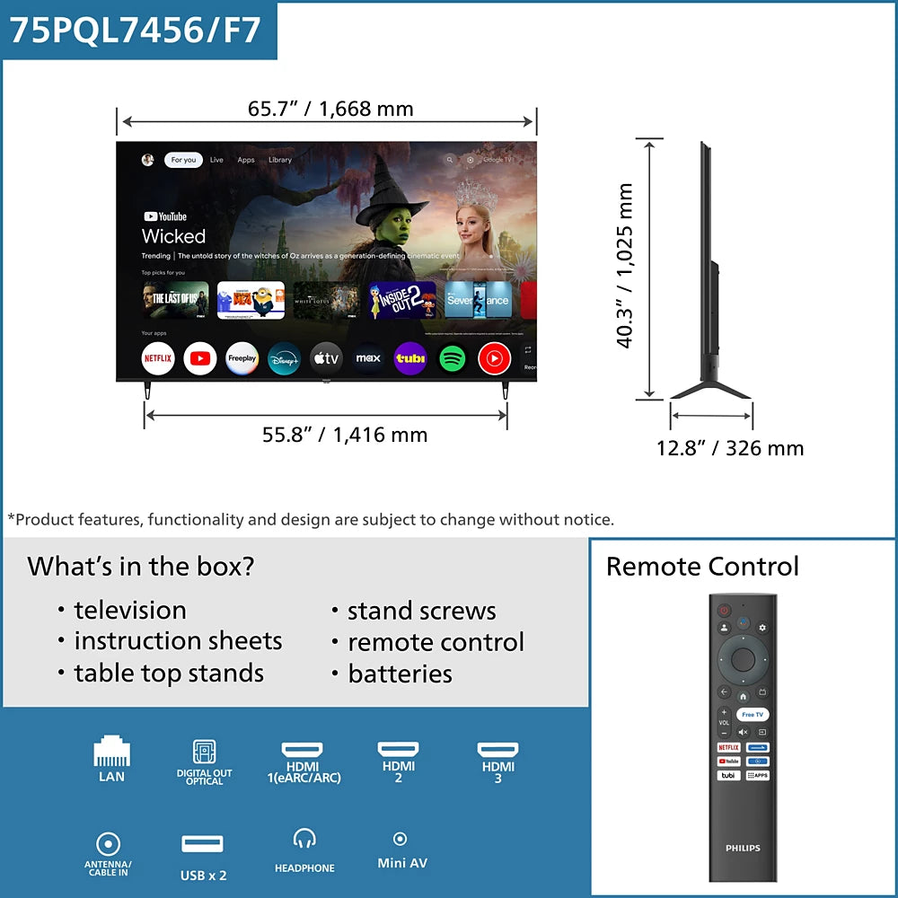 QLED Series 7000 series 4K UHD QLED Google TV (75PQL7456/F7)