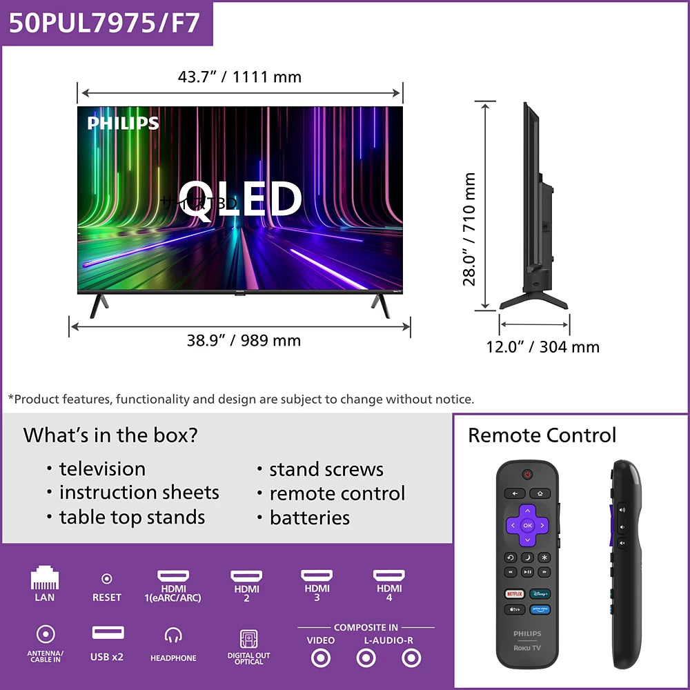 QLED Series 7900 series 4K UHD QLED Roku TV (50PUL7975/F7)